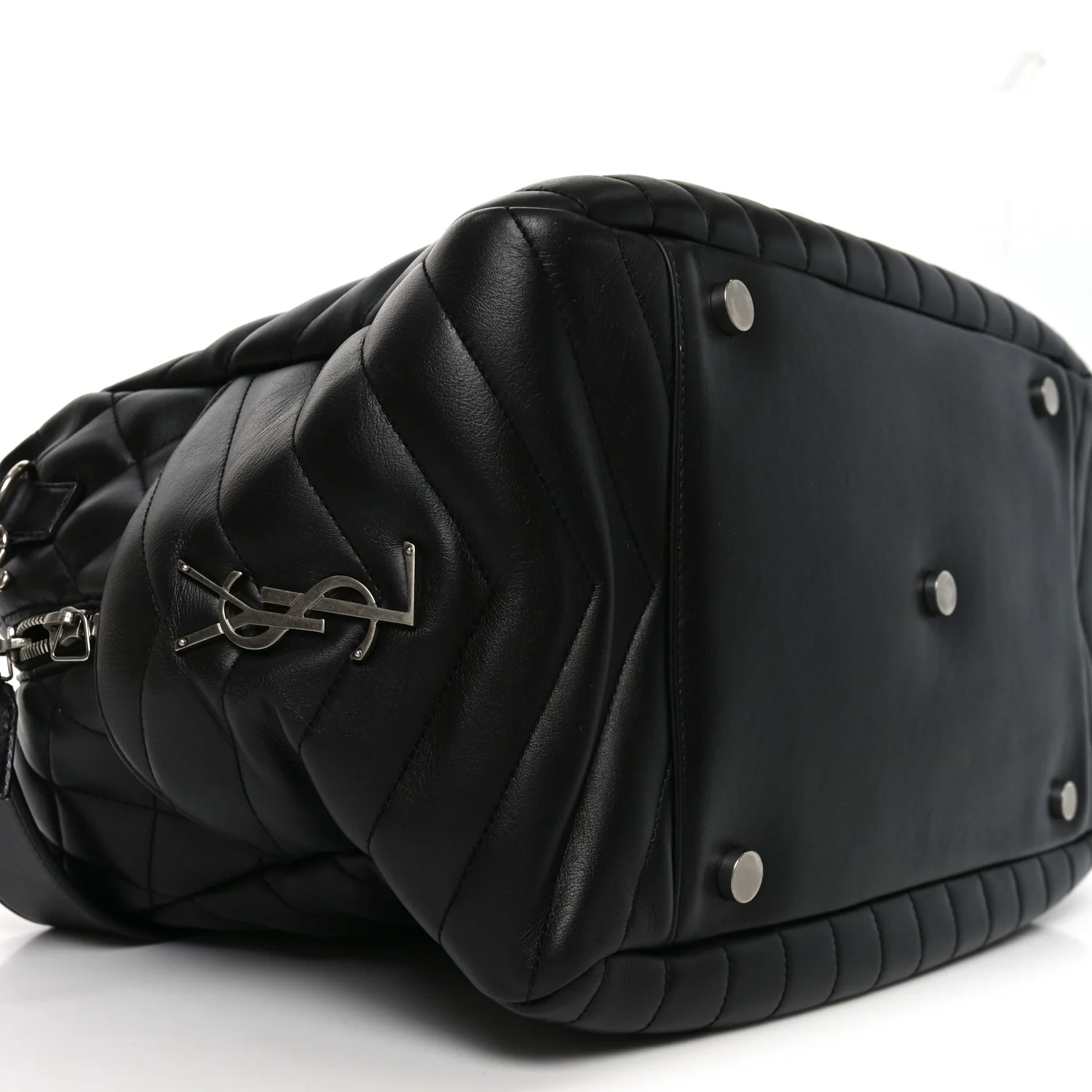 Lambskin Mixed Matelasse Joan Bowling Bag Black
