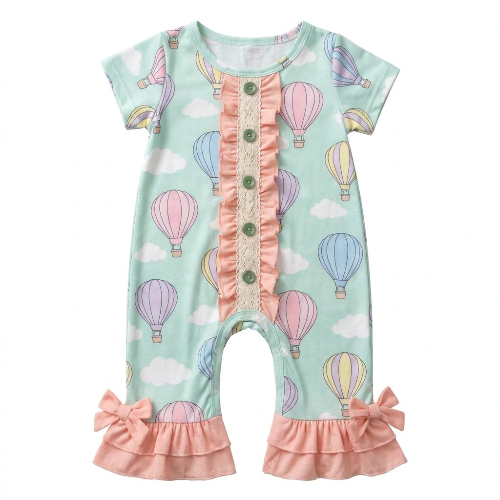 Cotton Cute Daisy Printed Romper Ruffle Bow Baby Girl Jumpsuit Bodysuit Beach Party Holiday Picnic