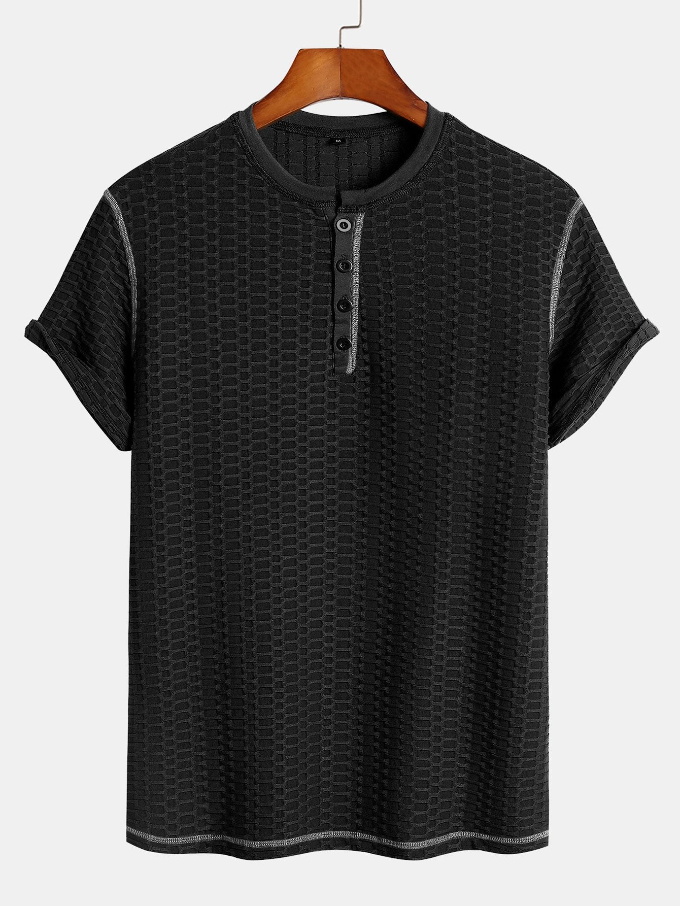 T-shirt Henley texturé en maille moulante
