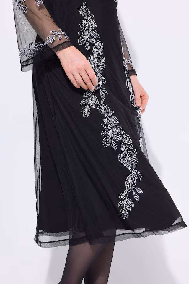 Sequined Floral Embroidery Dress