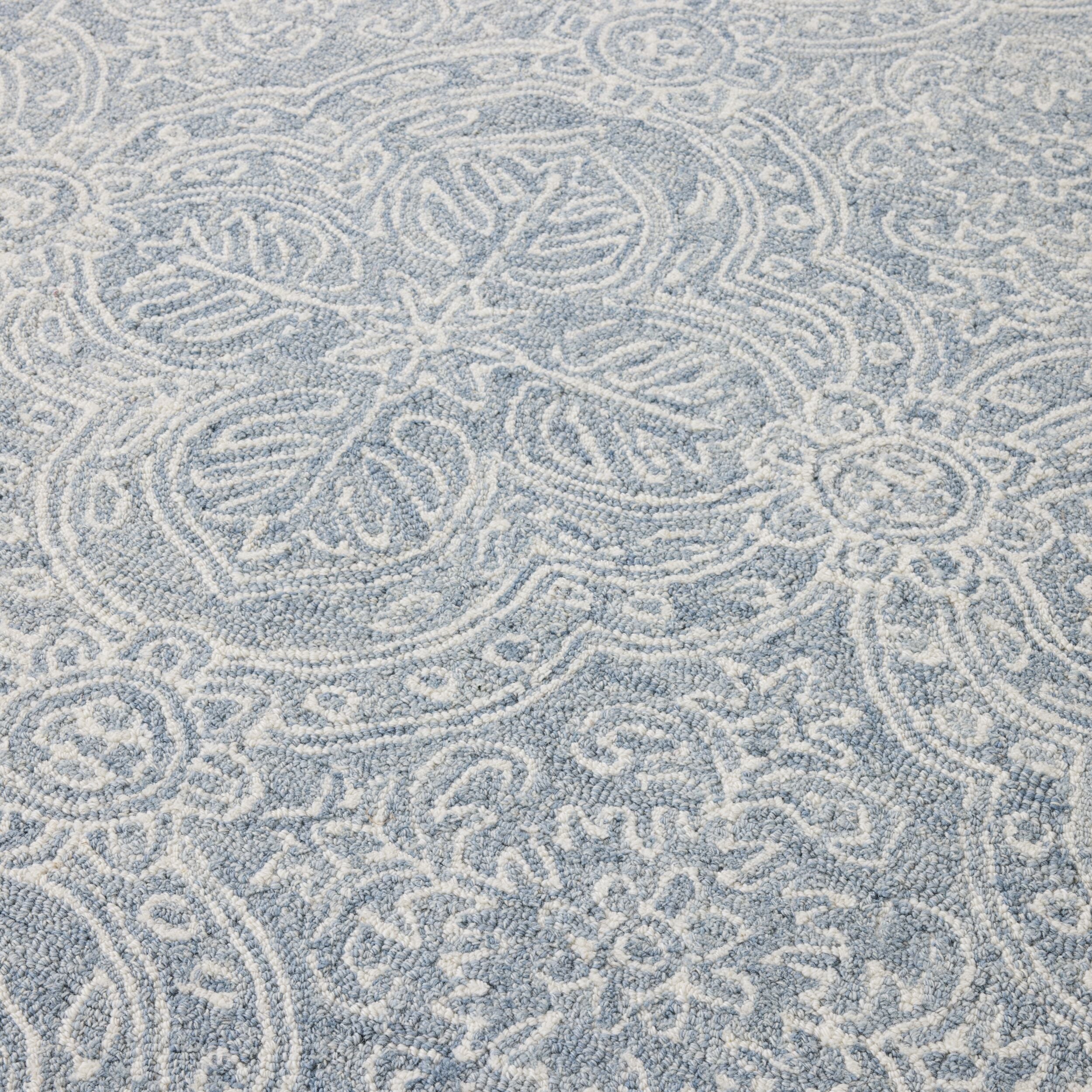 Henna Handtufted NZ Wool Rug Blue 150x240cm