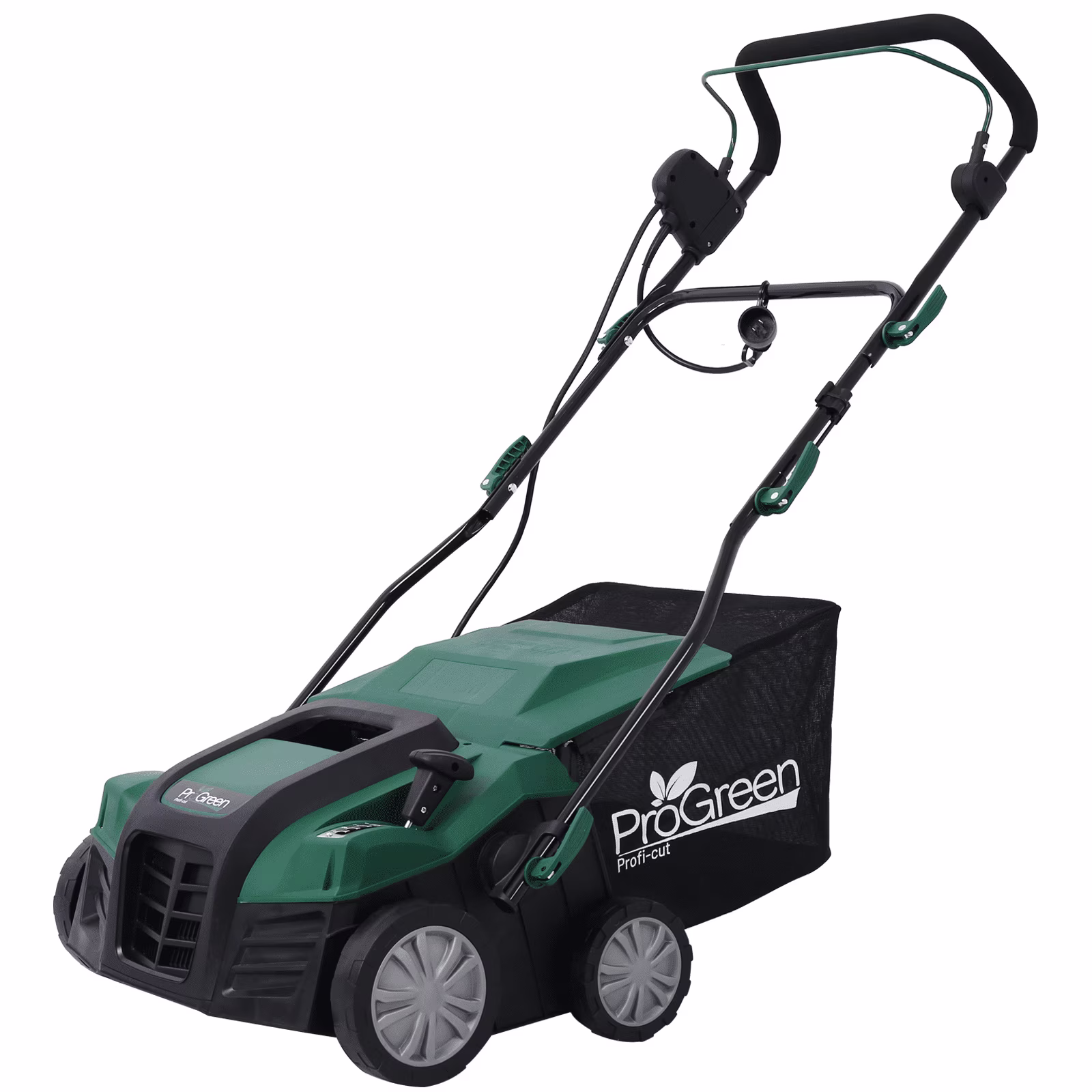 2-in-1 16 Walk Behind Electric Dethatcher Scarifier 15 Amp with Large 58QT Removable Collection Bag for Lawn Yard Garden Care