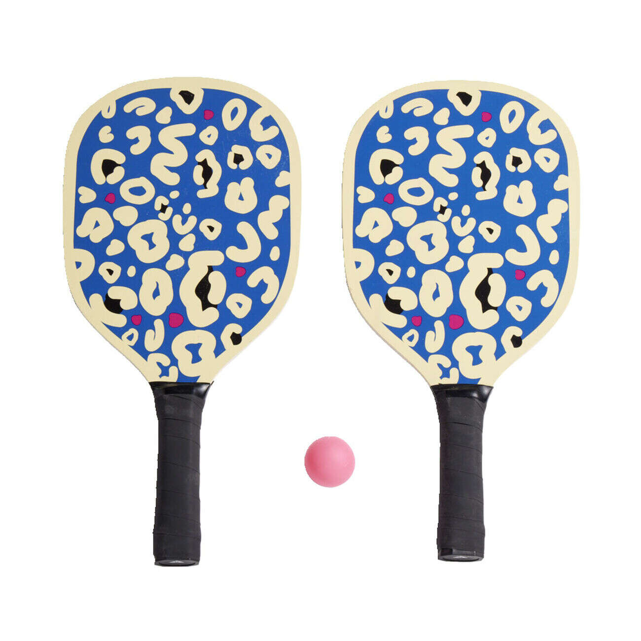 Raquette de plage léopard bleu + balle