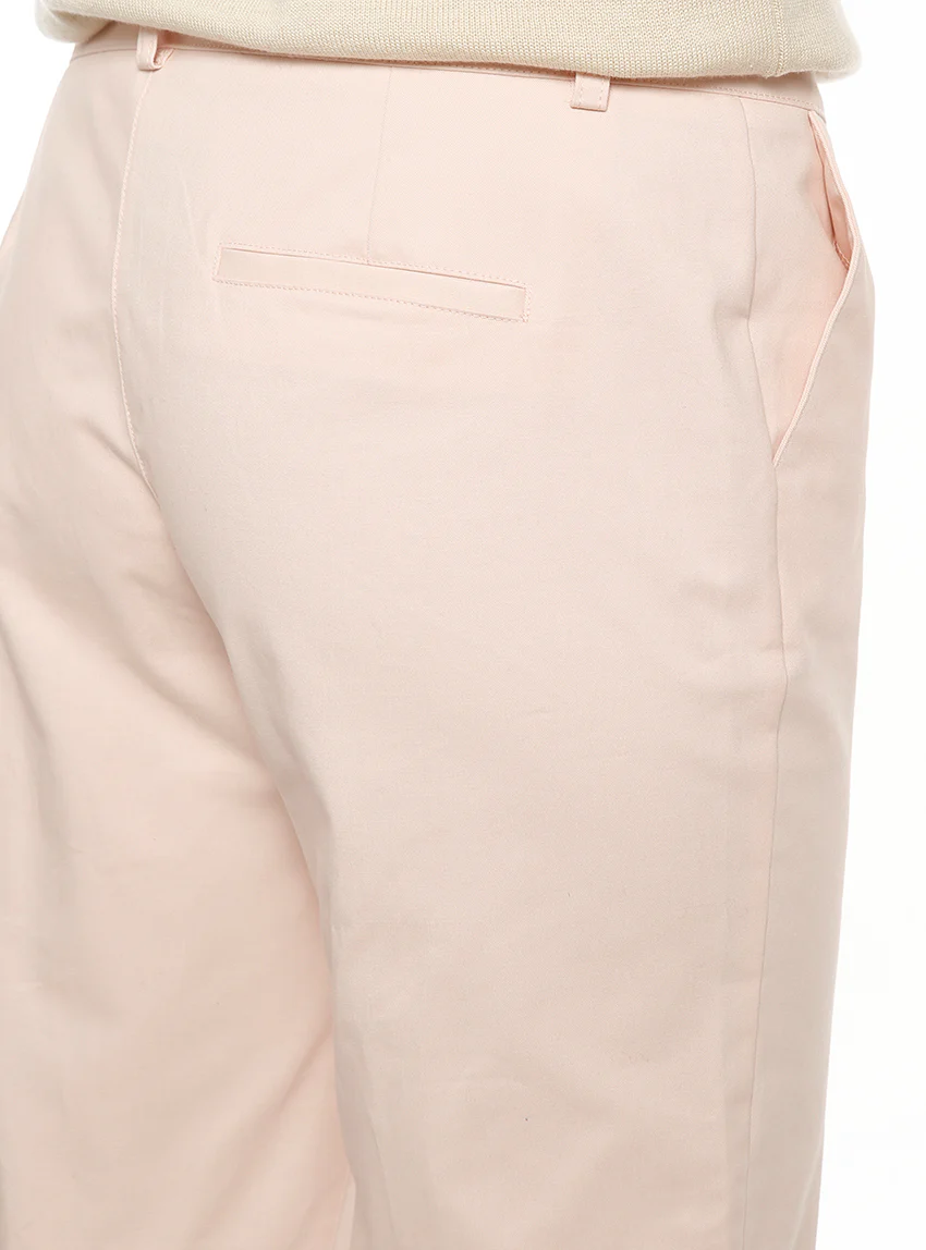Pantalon chino femme en coton rose nacre