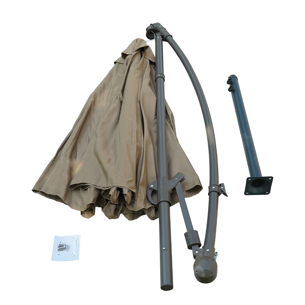 3M Modern Iron 8 Ribs Cantilever Parasol Foldable Manual Tilting Waterproof Sun Rain Cover Outdoor Park Patio Umbrella