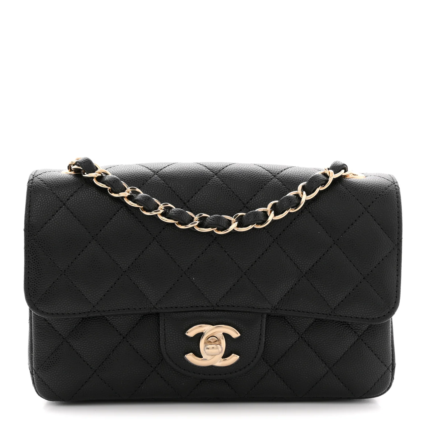Caviar Quilted Mini Rectangular Flap Black