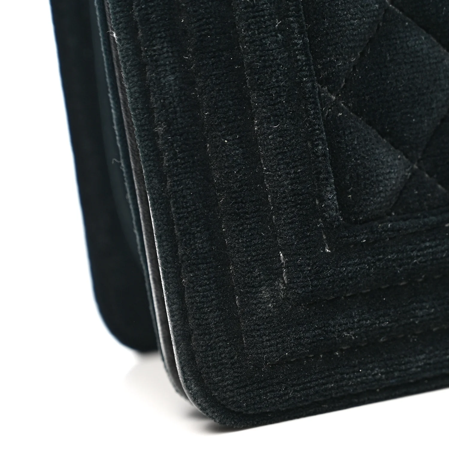 Velvet Quilted Small Boy Flap Black