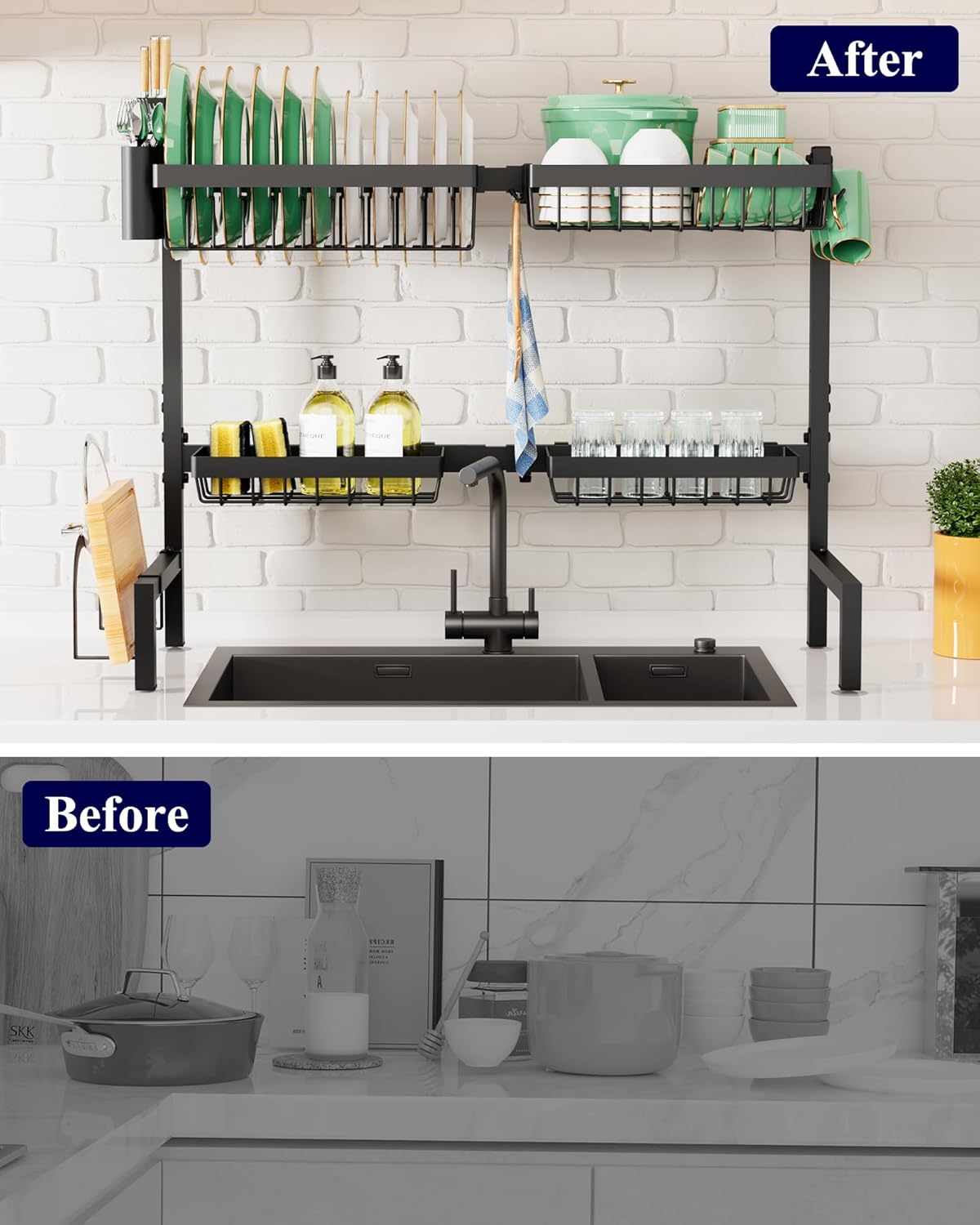 Kitsure Adjustable Over The Sink Dish Drying Rack, 26.8
