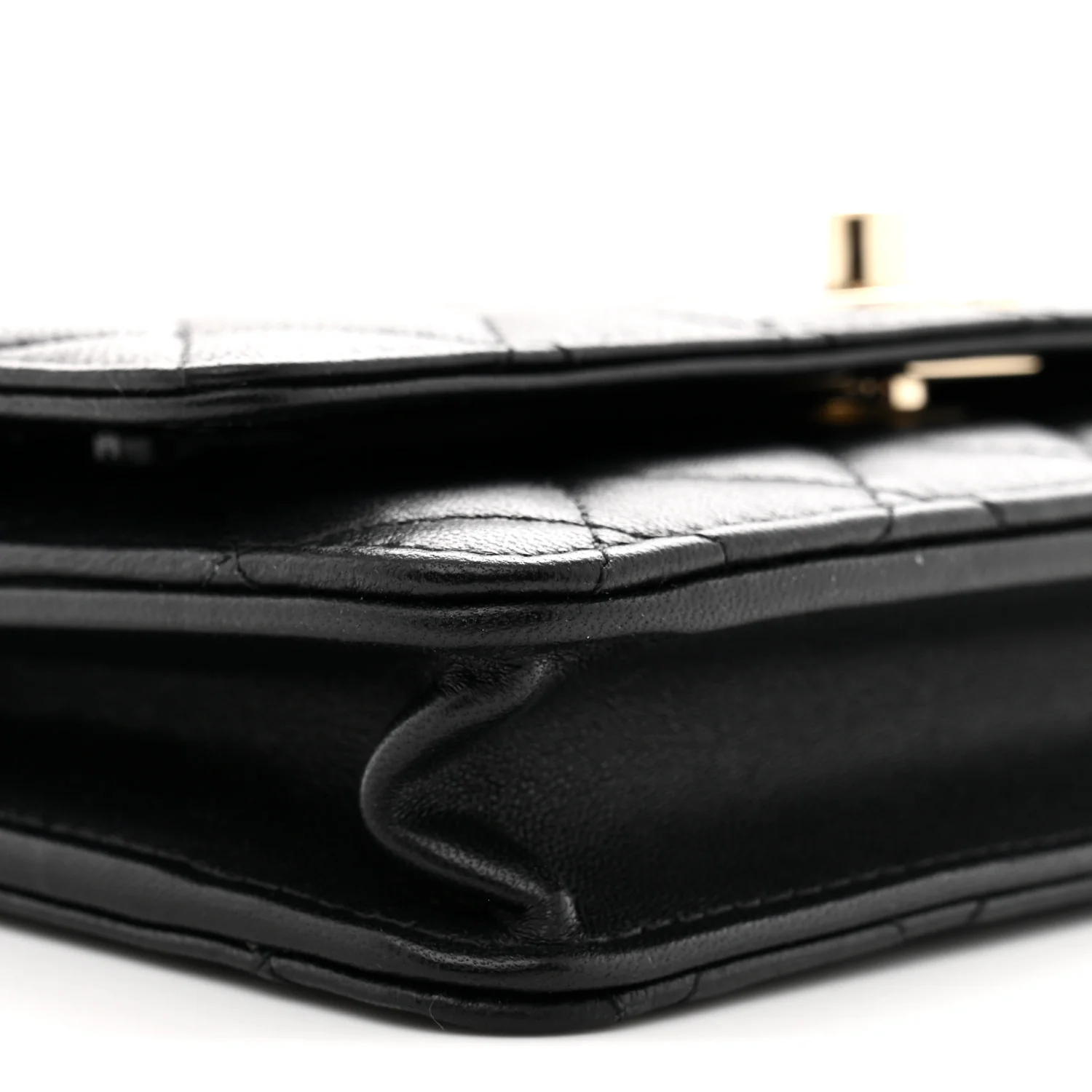 Lambskin Quilted Trendy CC Wallet On Chain WOC Black