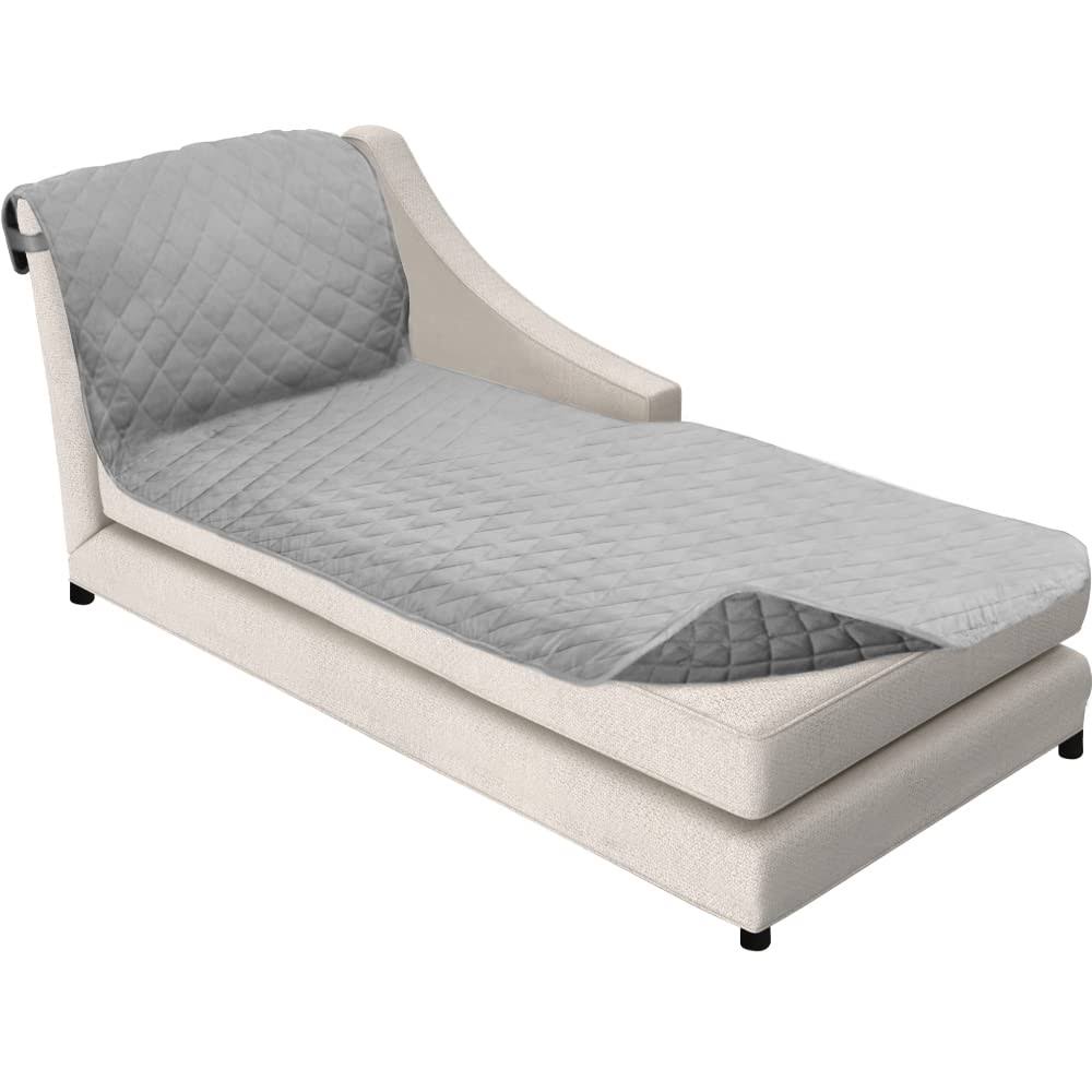 Sofa Shield Original Patent Pending Reversible Sofa Chaise Protector, 102x34 inch, Washable Furniture Protector, 2 inch Strap, Chaise Lounge Slip