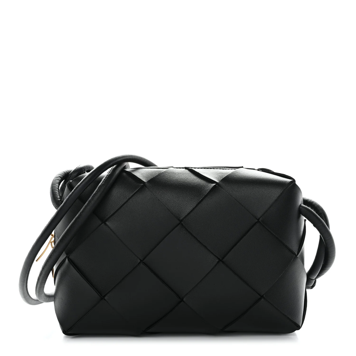 Lambskin Maxi Intrecciato Small Cassette Camera Bag Black