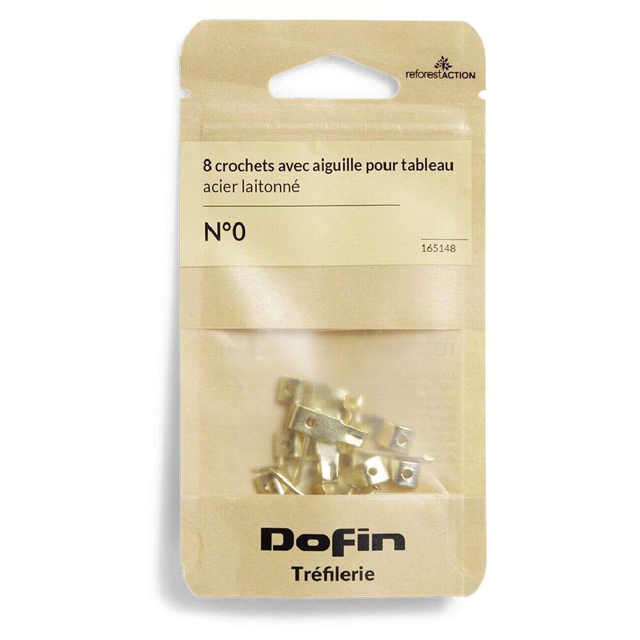 8 crochets à tableau avec aiguille acier laitonné - N°0