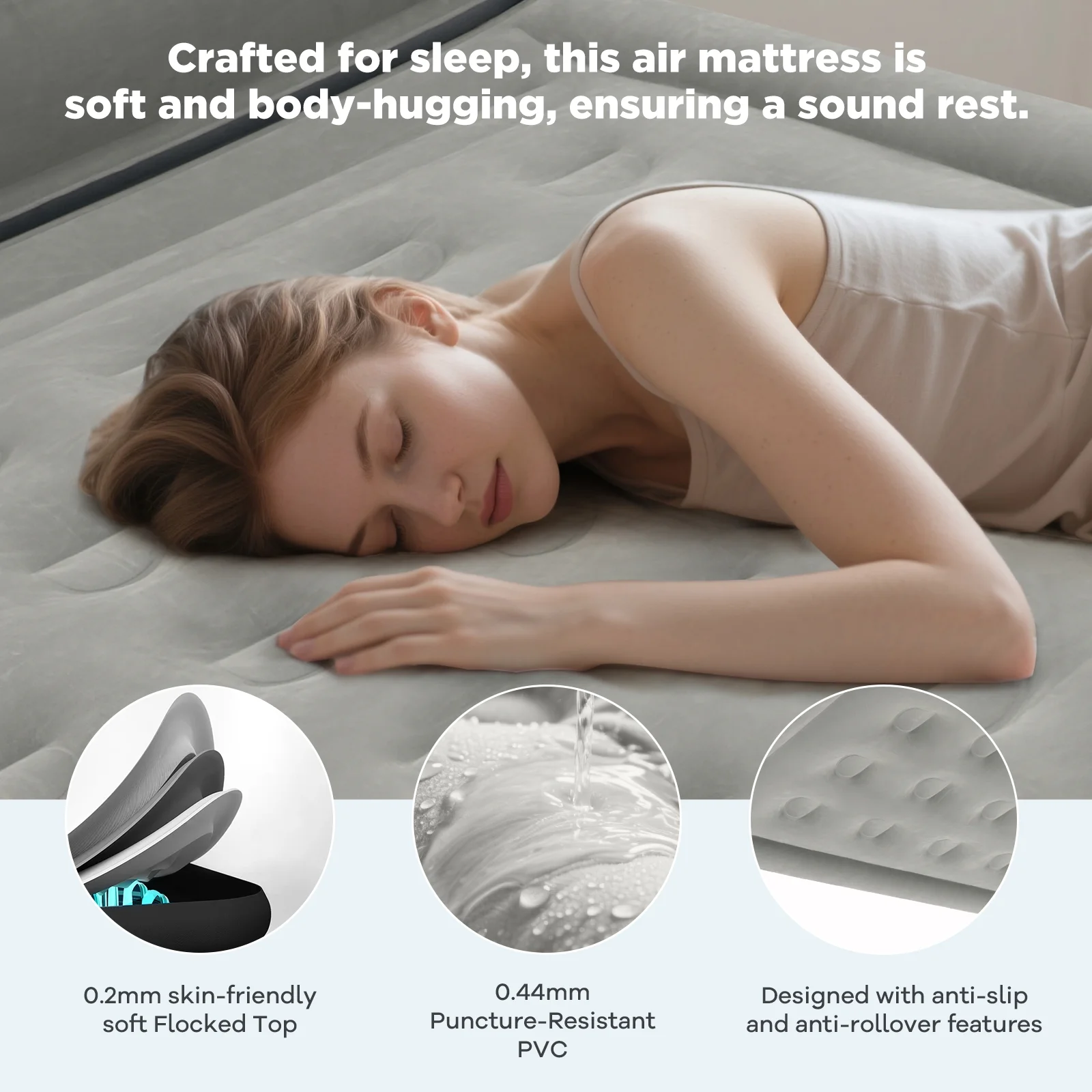 EGGORY King Size Air Mattress with Built - in Pump Inflatable Air Beds, Puncture - Resistant for Camping & Trip & Home
