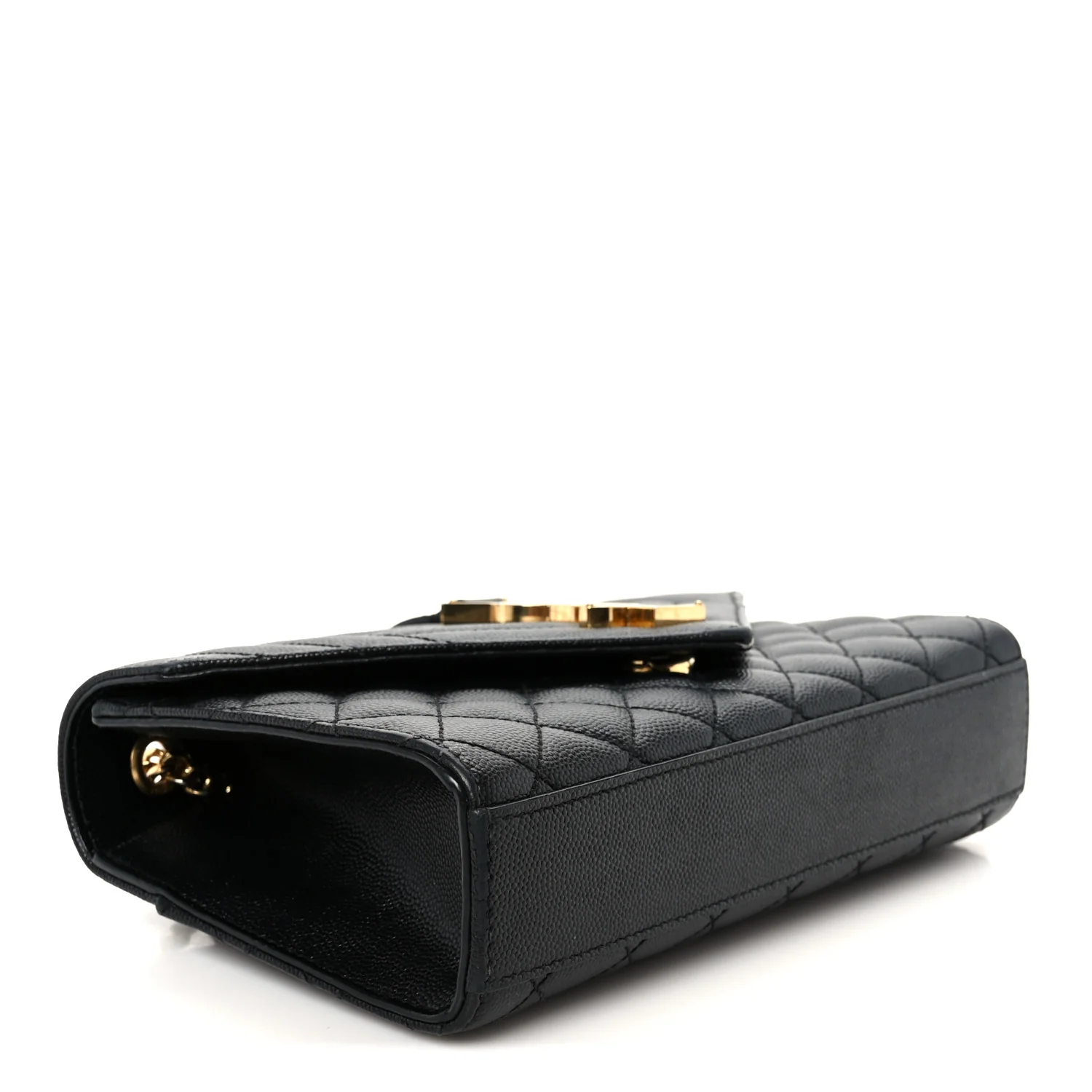 Grain De Poudre Textured Mixed Matelasse Triquilt Small Monogram Satchel Black