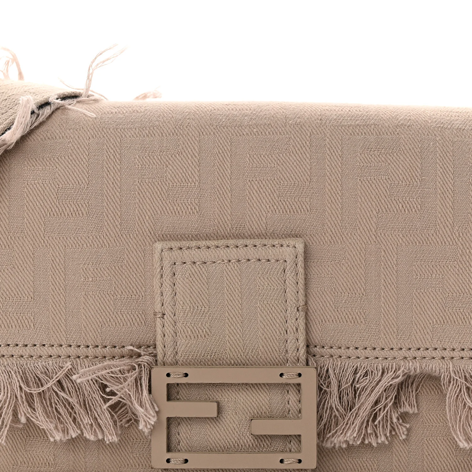 Nylon Fabric Jacquard FF Fringed Baguette Cuoio Pietra