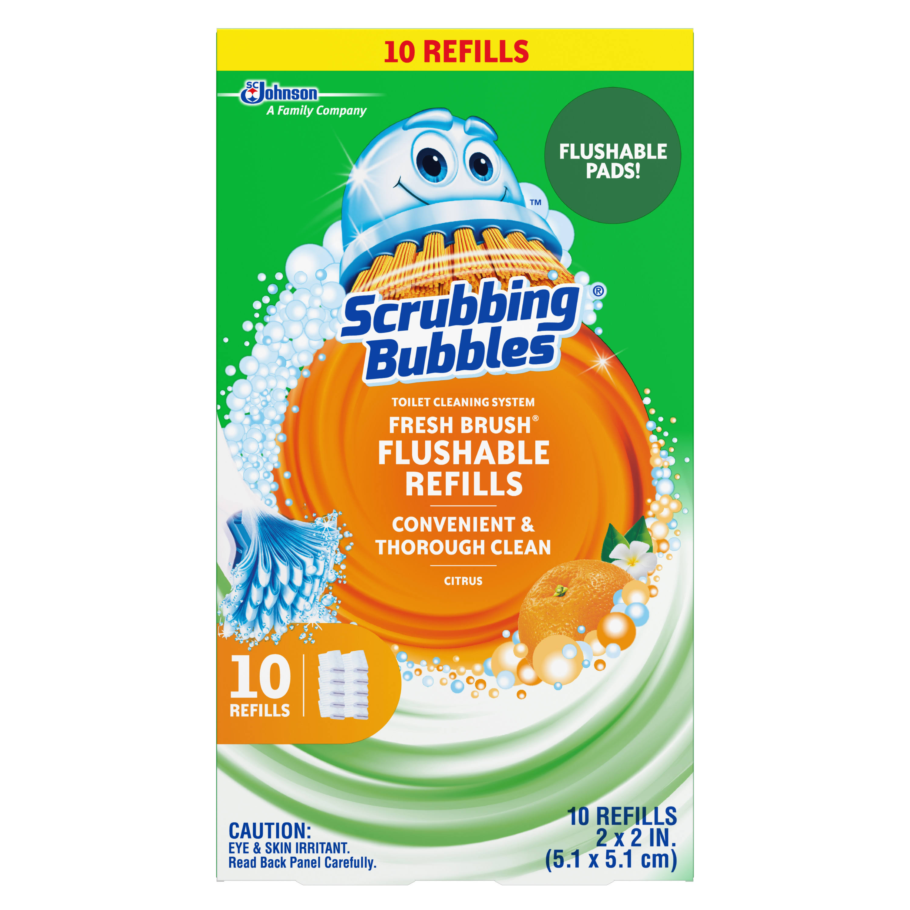 Scrubbing Bubbles Flushable Refills, Toilet Cleaning System, Citrus, Fresh Brush - 10 refills