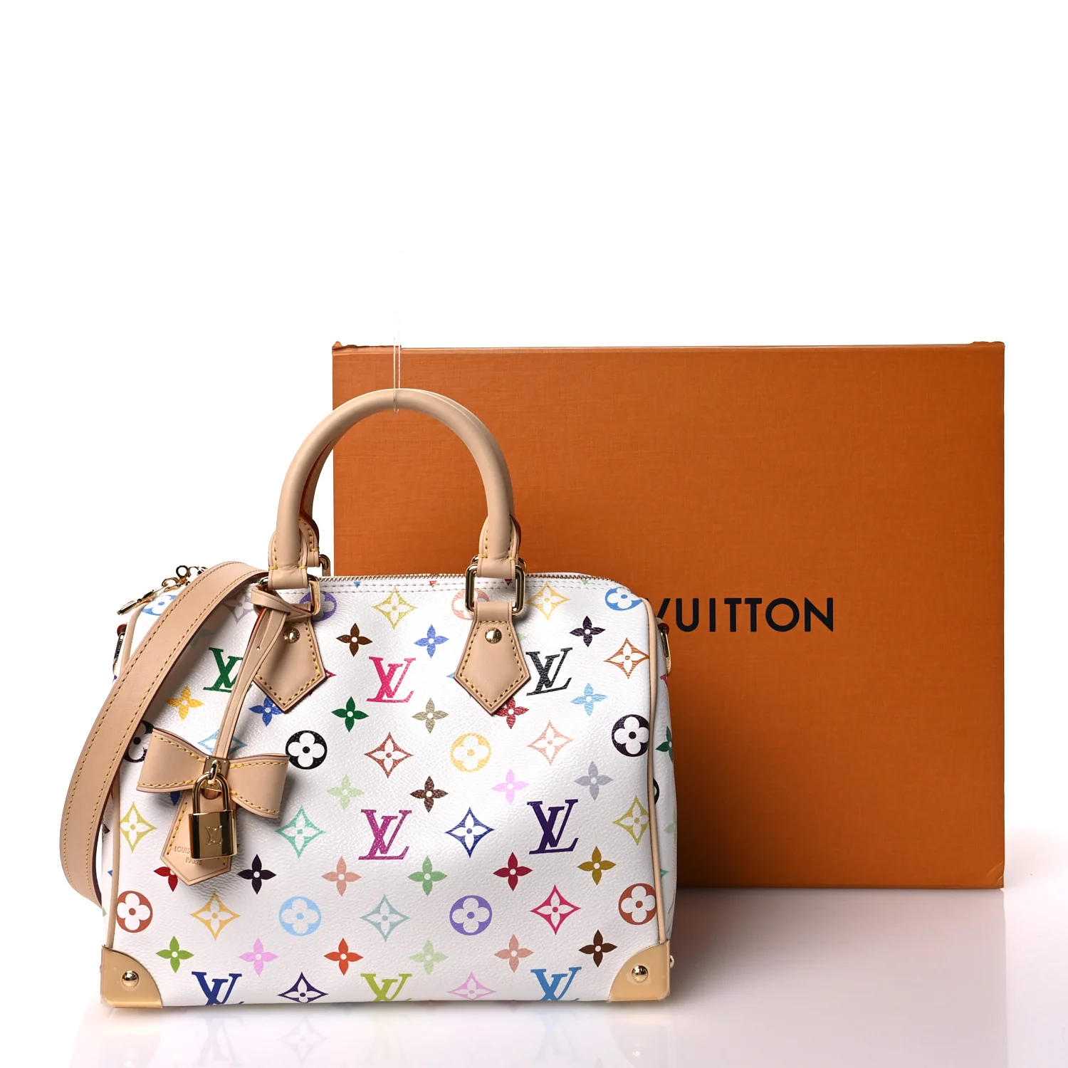 LV X TM Monogram Multicolor Speedy Bandouliere 25 White