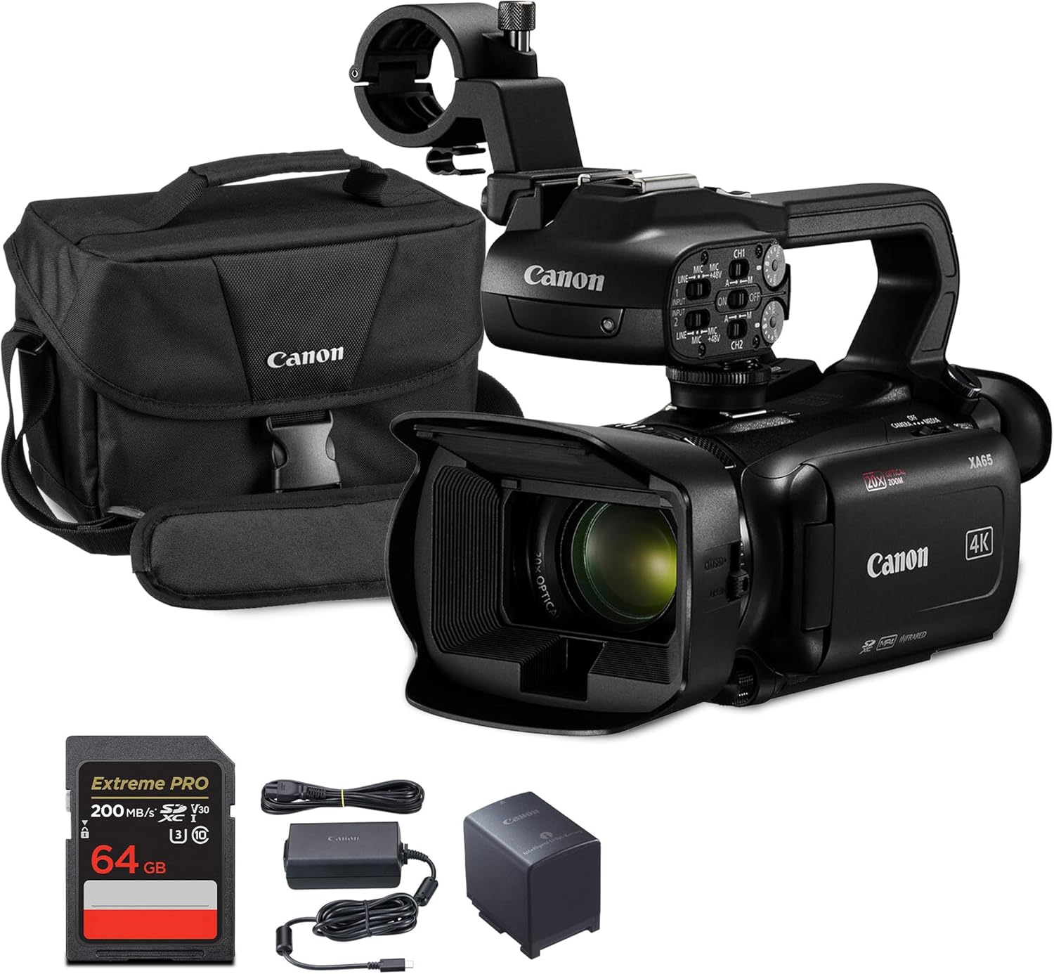 Canon XA65 Professional UHD 4K Camcorder with 20x Optical Zoom  3G-SDI  Dual XLR Audio  3.5