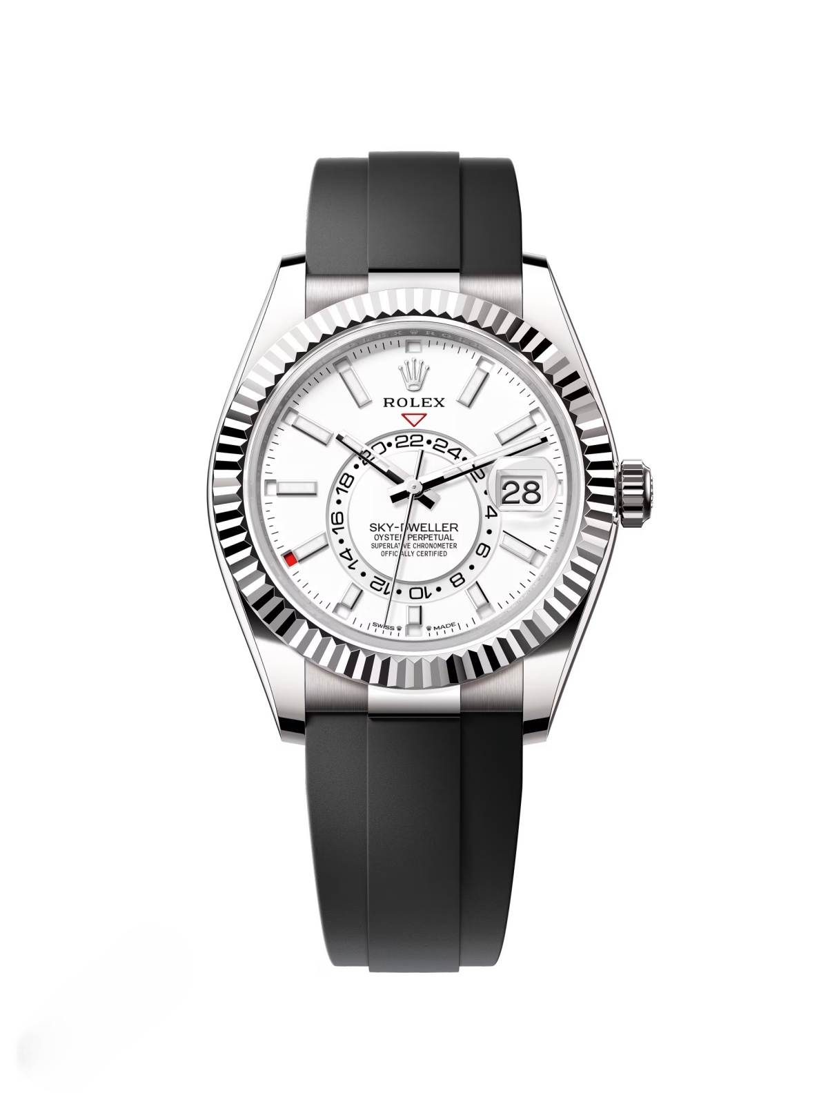 [Super Clone]RLX Sky-Dweller 42mm White Gold White Dial Oysterflex - 336239