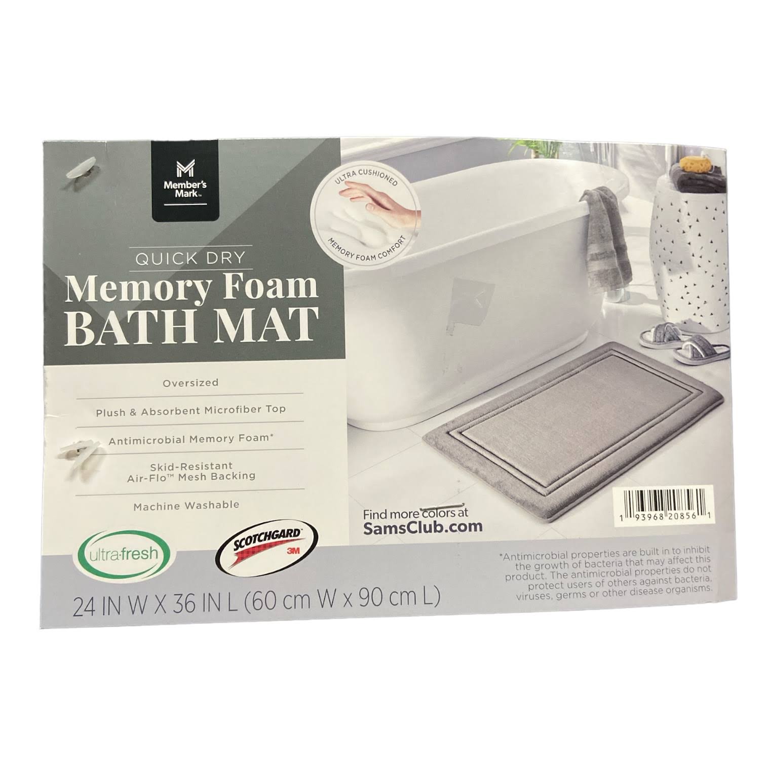 Member's Mark Quick-Dry Memory Foam Bath Mat Greystone 24