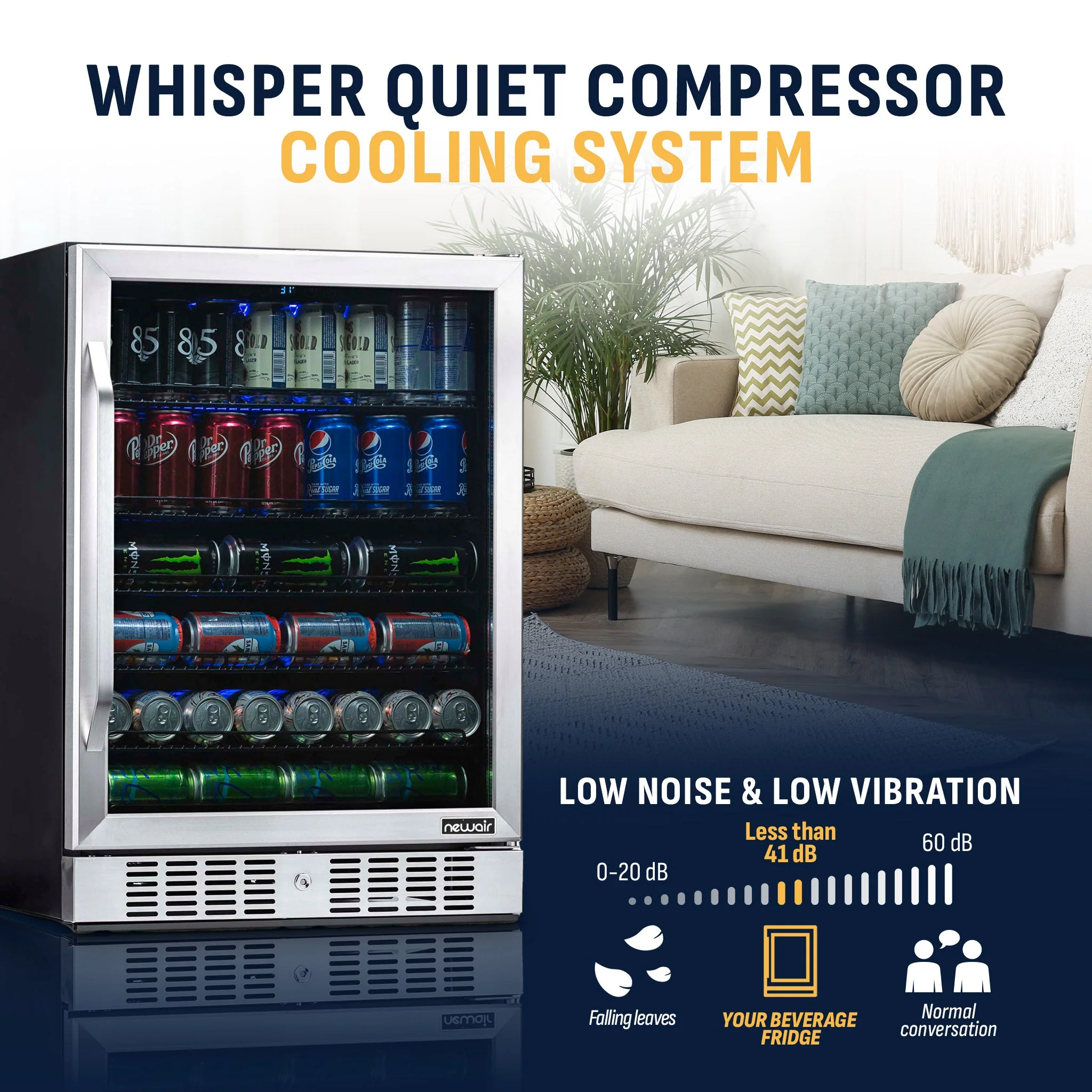 Newair 177-Can Built-In Beverage Fridge in Stainless Steel - 24