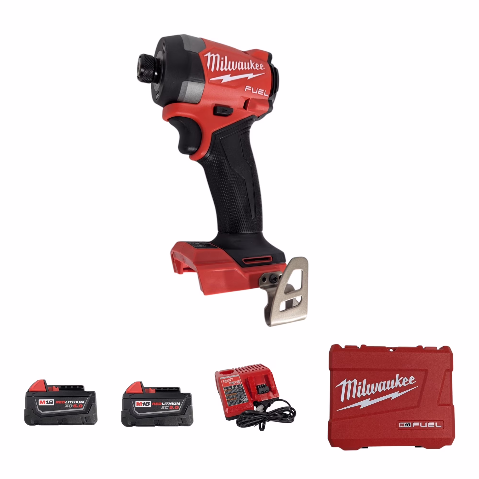 Milwaukee M18 FUEL 1/4 Hex Impact Driver Kit �C 18V Brushless Cordless Driver with 2 x 5.0Ah Batteries, Charger, and Case (Model 2953-22)
