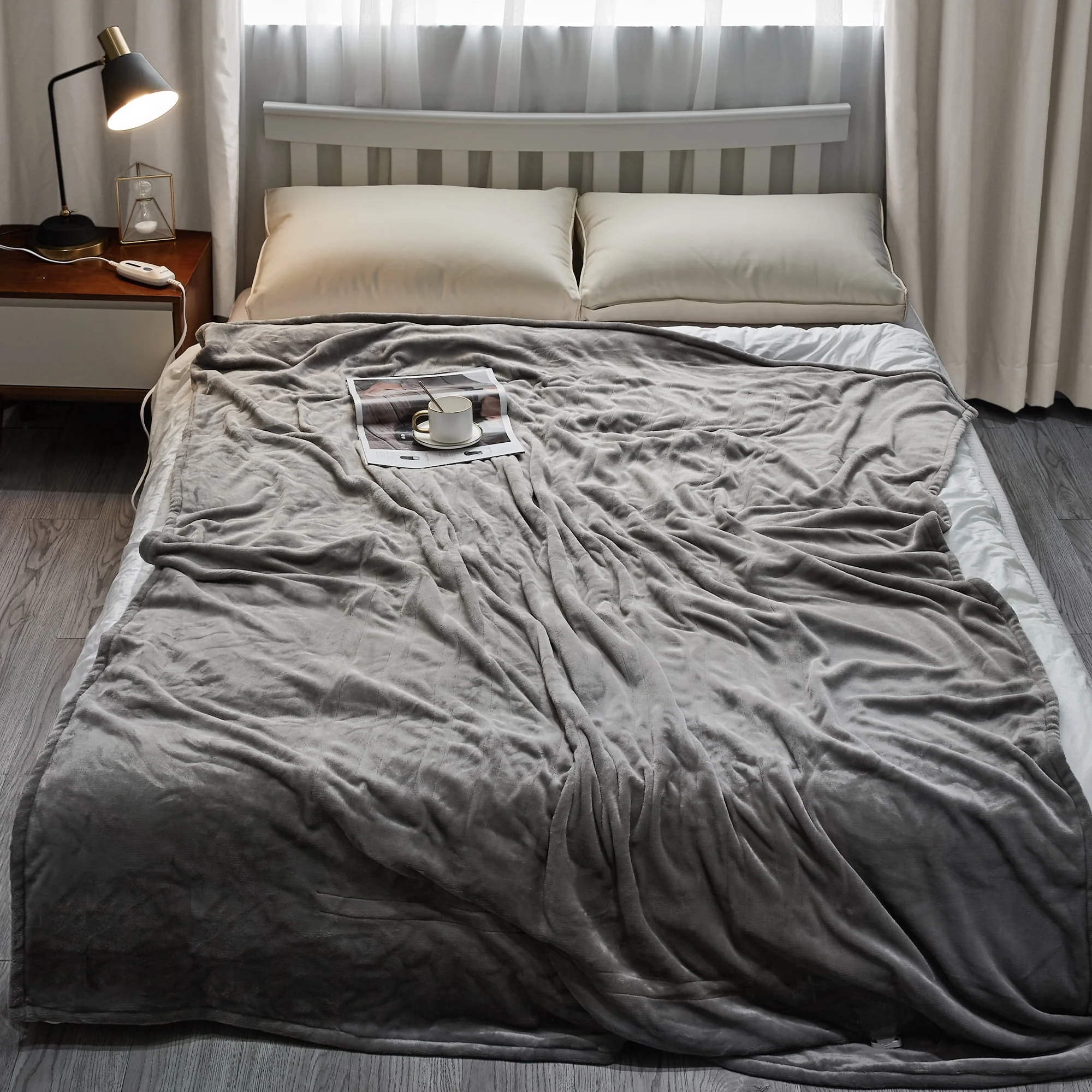 Electric Heated Blanket Twin Size 62" x 84" with 4 Heating Levels, 10H Auto-off, Machine Washable Gray - Image 5