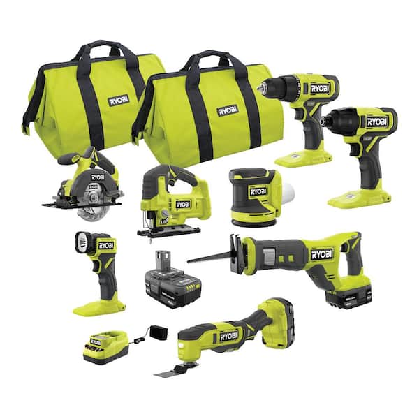 ONE+ 18V 8 Tool Combo Kit with (1) 1 5 Ah Battery and (2) 4 0 Ah Batteries and Charger