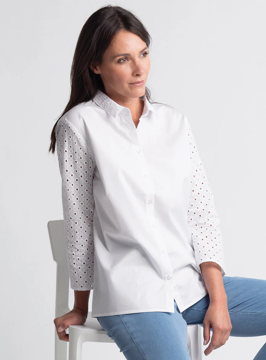 Chemisier femme blanc en coton