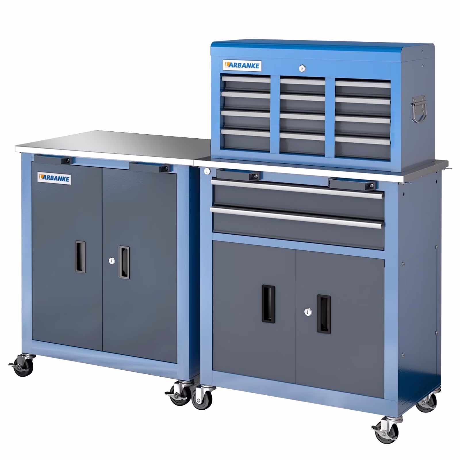 Rolling Tool Chest 5-Drawer Tool Cabinet with Stainless Steel Top Key Lock Heavy-Duty