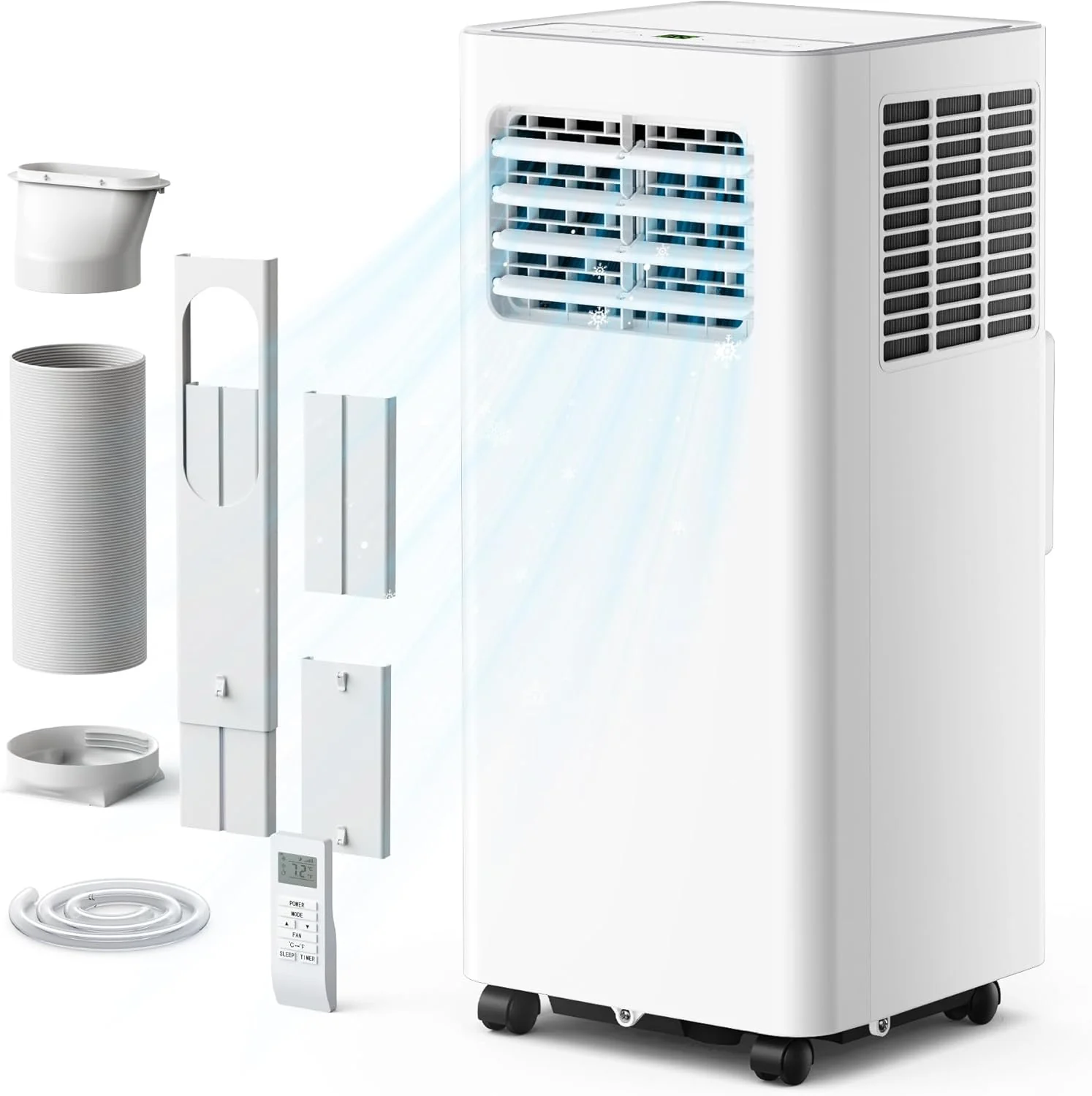 Climatiseurs portables EUHOMY 8000 BTU, climatiseur portable 3 en 1 avec modes refroidissement, déshumidification et ventilation, climatiseur silencieux avec minuterie 24 h et modes sommeil, avec télécommande, pour chambre à coucher, appartements jus