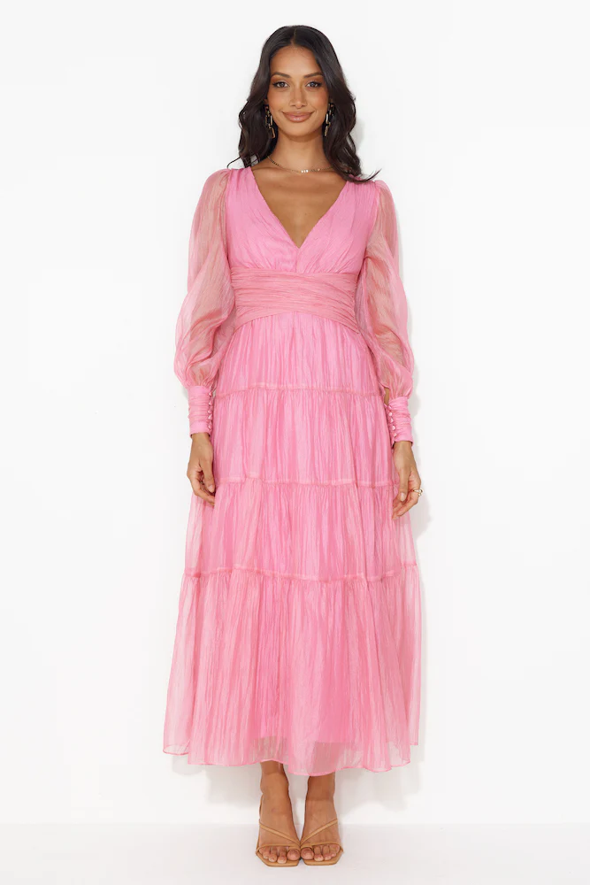 Girls Thriving Long Sleeve Maxi Dress Pink