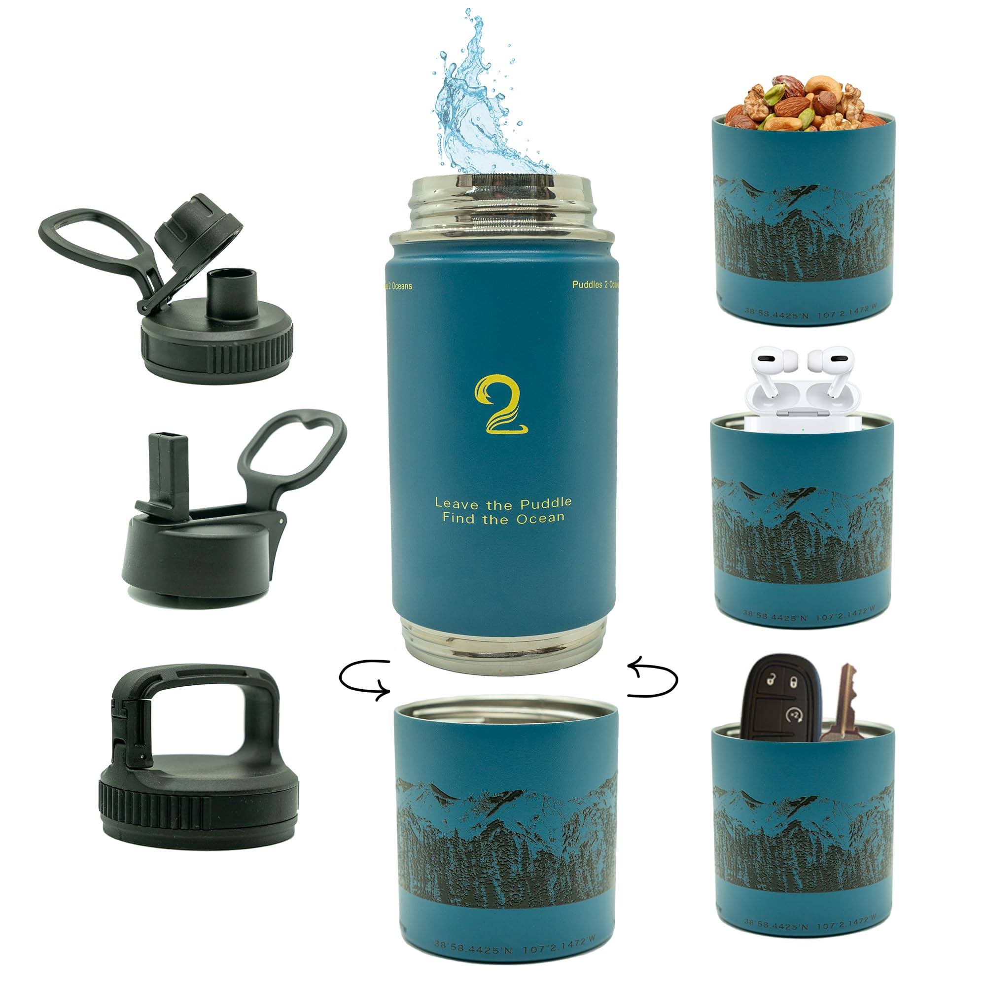 Water Bottle with Snack Compartment, 26oz Kids Water Bottle, Stainless Steel Insulated Water Bottle, Snack Containers for Kids, Hiking Water Bottle,