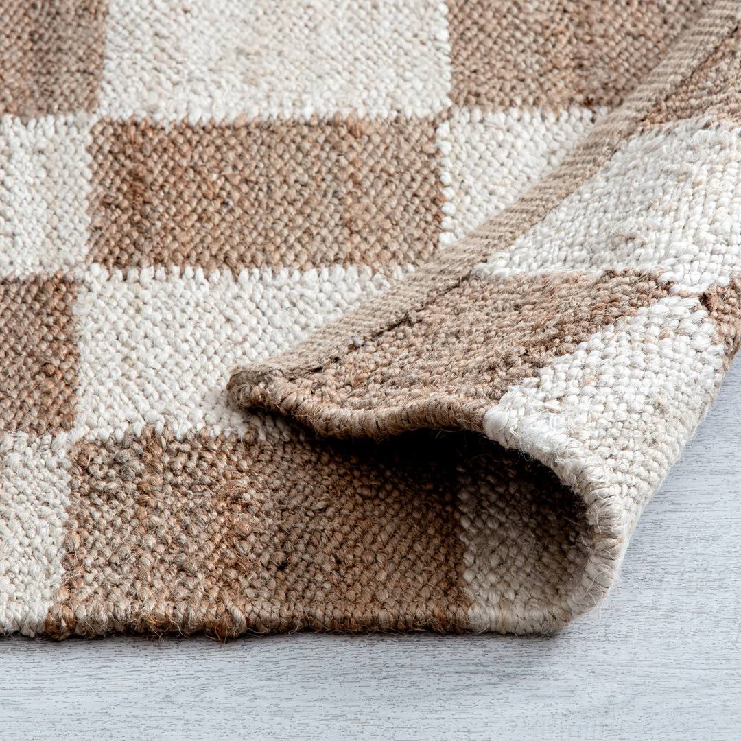 Madalene Checkerboard Natural and Ivory Rug Birch Lane Rug Size: Runner 2'6