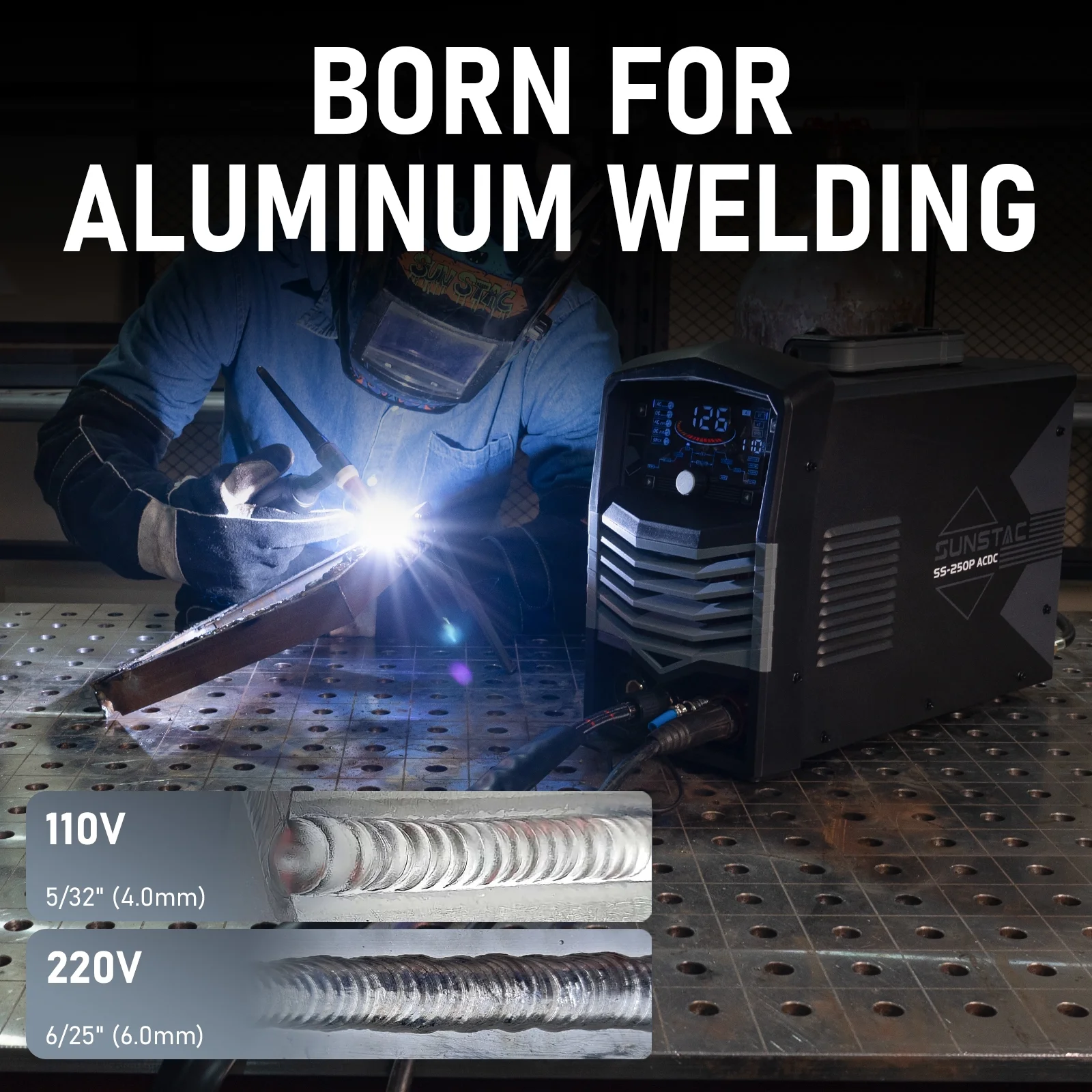 250A AC/DC TIG Welder with Pulse, 110V/220 Dual Voltage DC TIG/AC TIG/Pulse TIG/SPOT TIG/Stick - Image 5