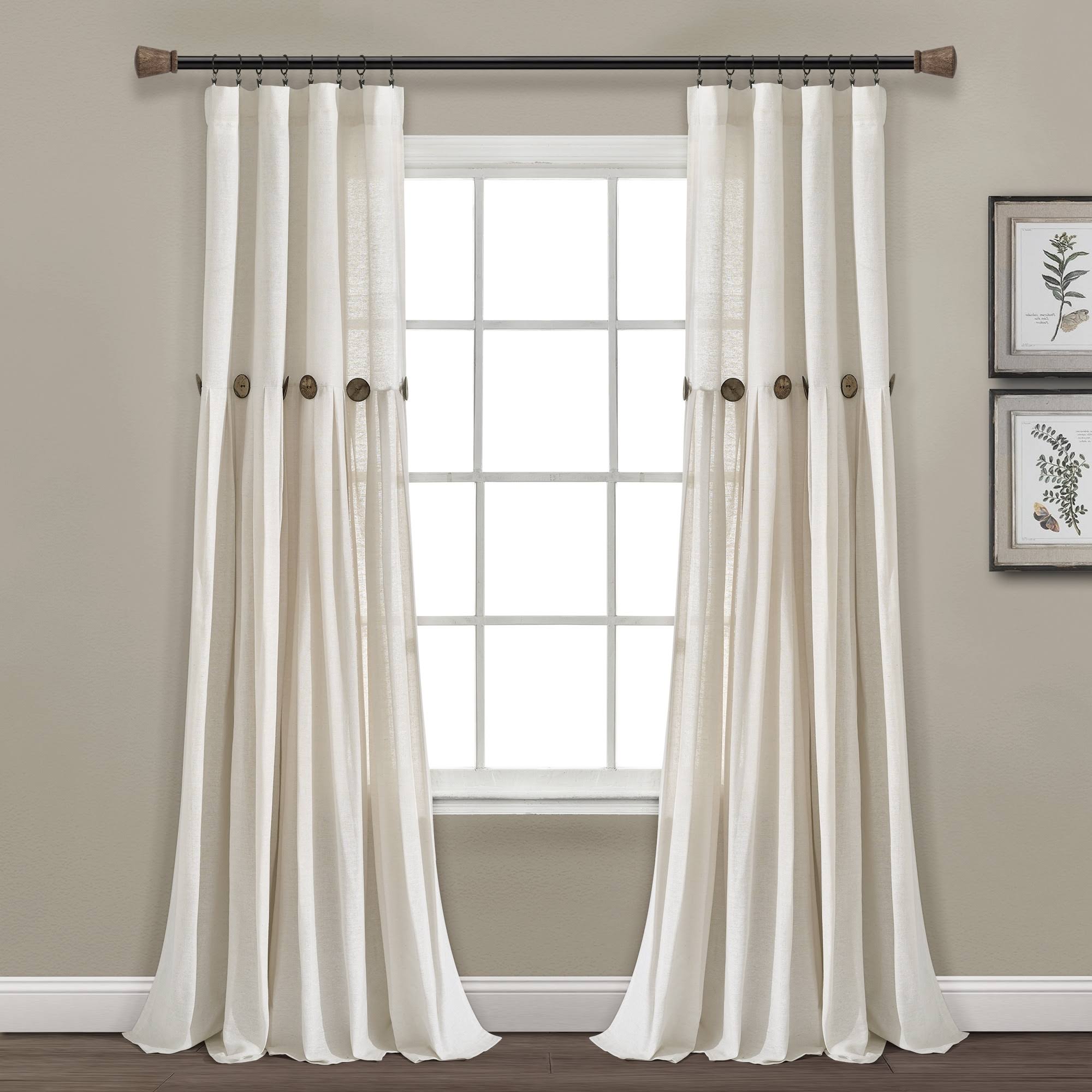 Lush Decor Linen Button Panel Window Curtain - 84