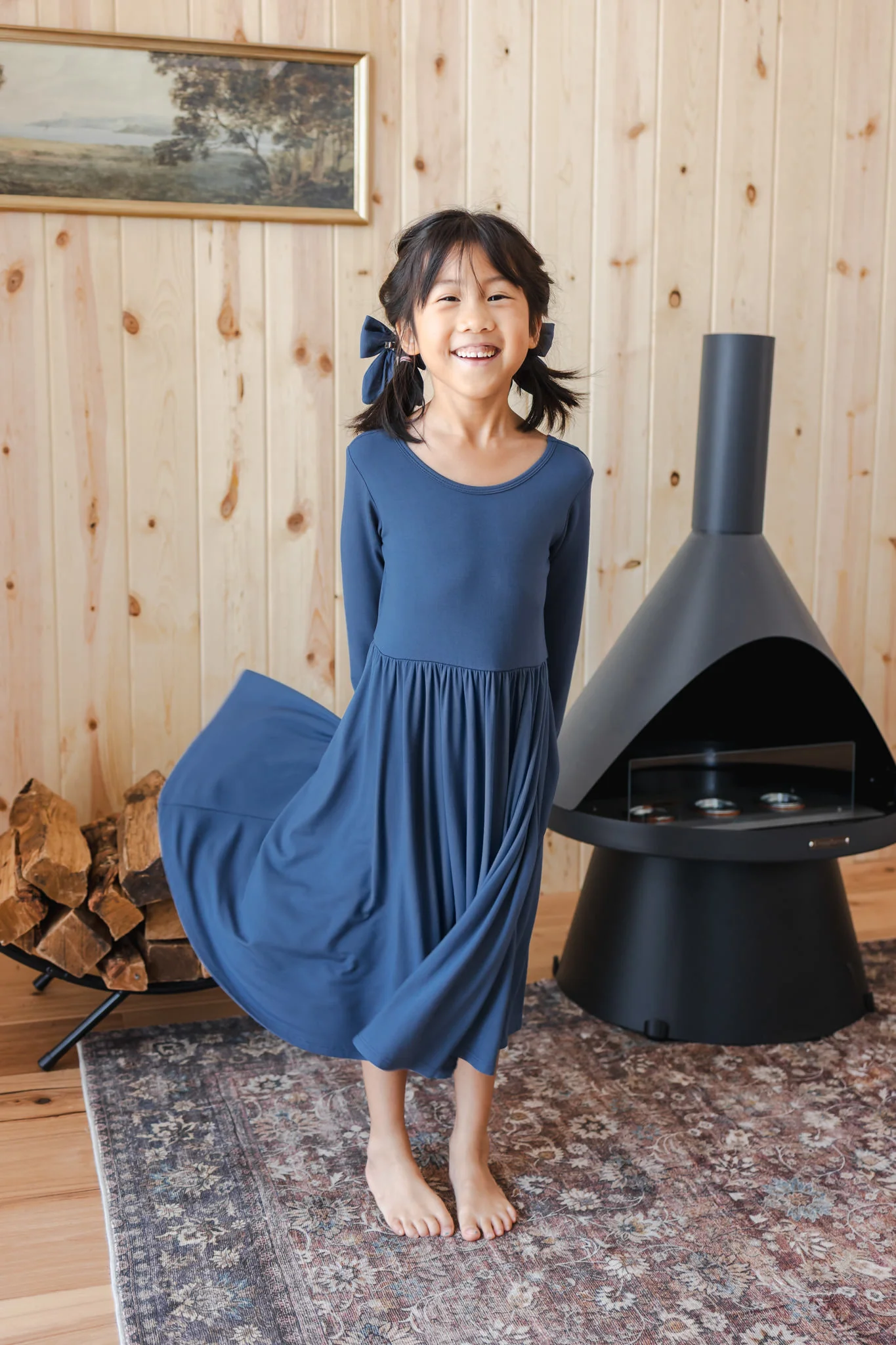 Long Sleeve Twirl Dress in Oxford
