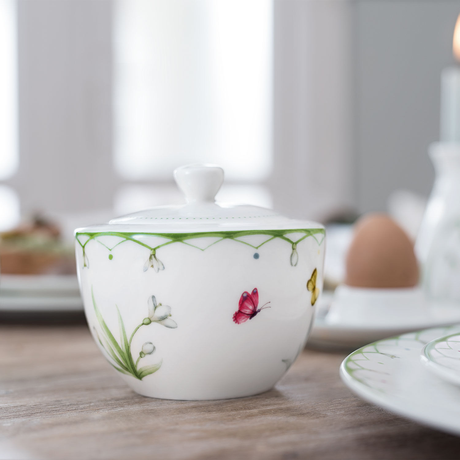 Colourful Spring Sugar bowl - Green, 8.2 oz, Premium Porcelain
