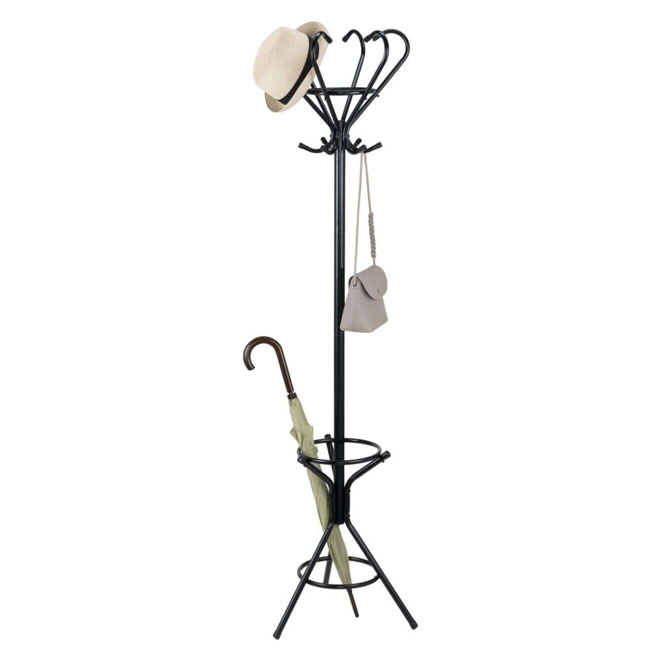Porte manteau à poser métal noir rétro Ø27xH184cm