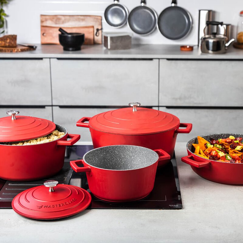 Cast Aluminium gryte 4L rød