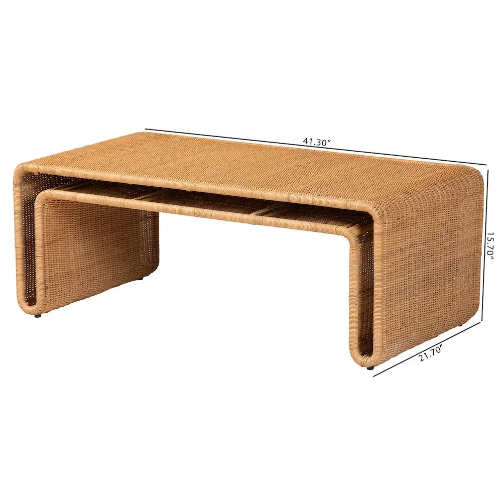 Bali & Pari Nevada Bohemian Light Honey Rattan Coffee Table