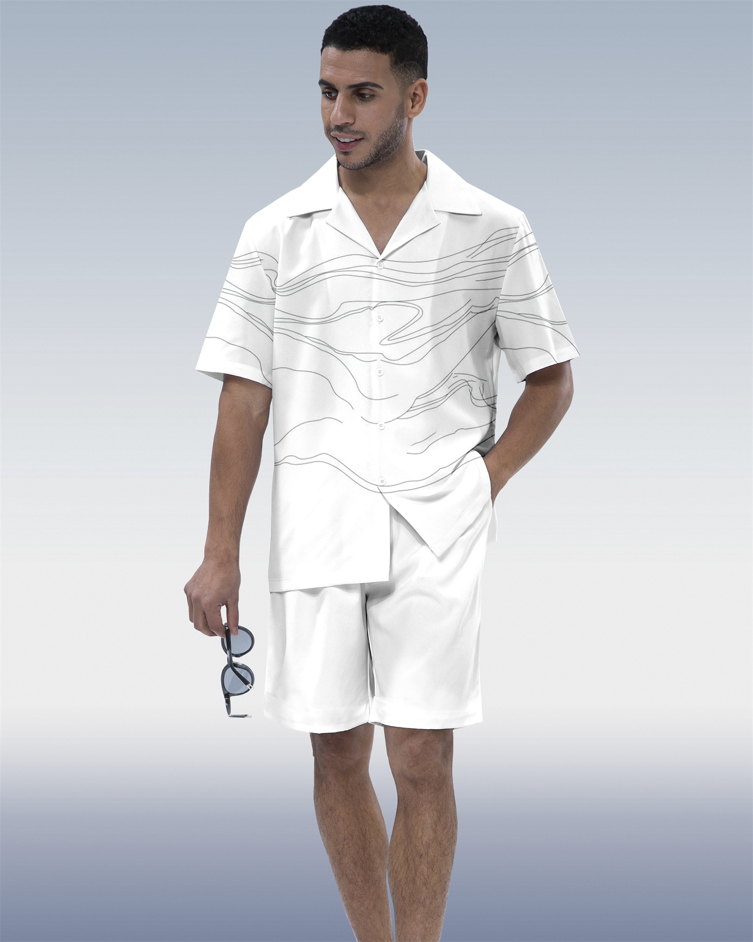 Ensemble de vacances hawaïennes pour hommes Suitmens à manches courtes 099