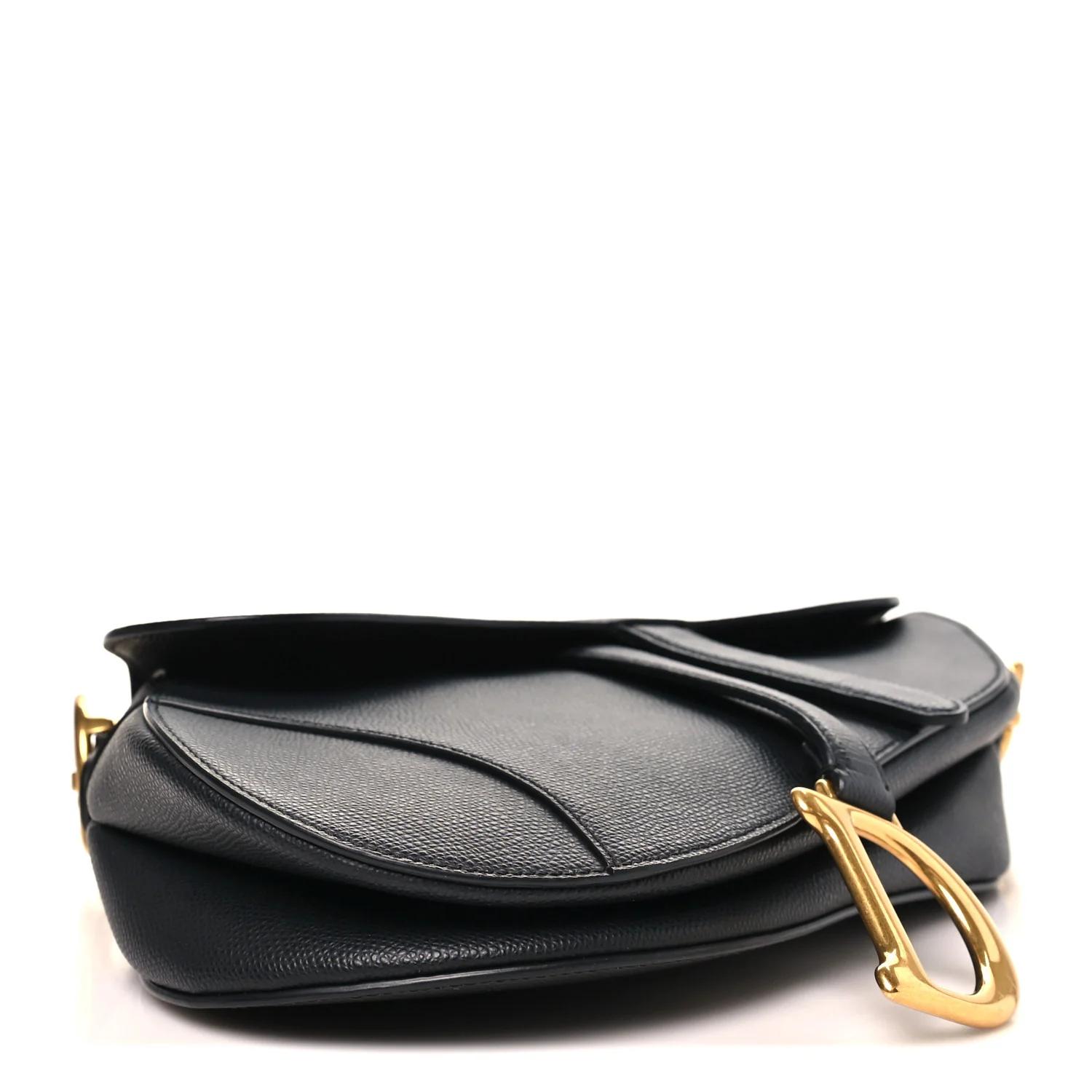 Grained Calfskin Saddle Bag Black