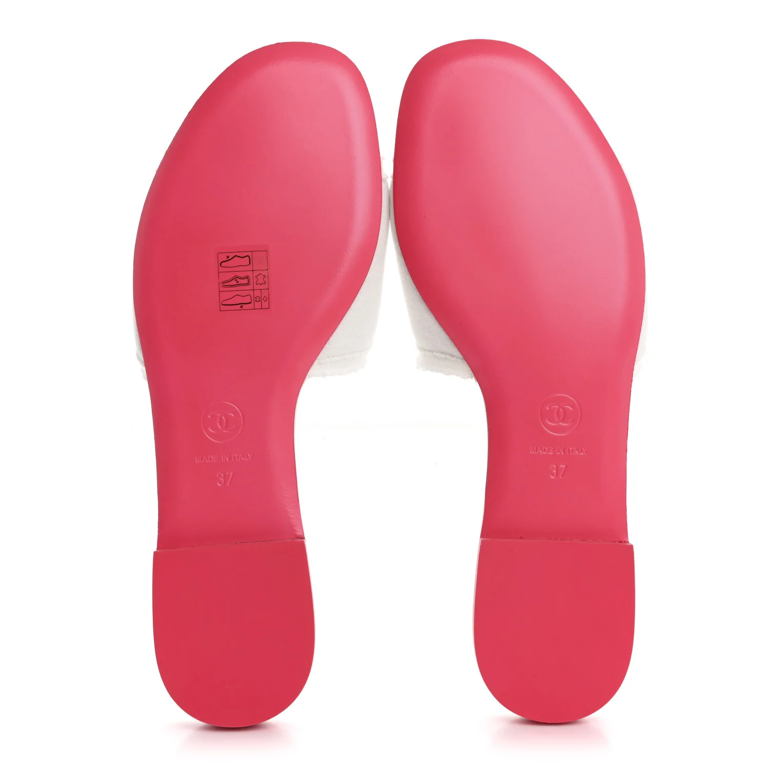 Jersey Knit CC Mules 37 White Fuchsia