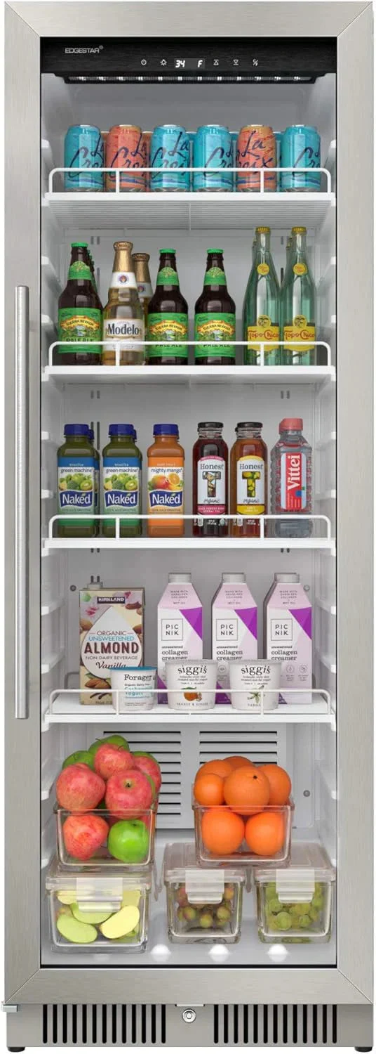22" Wide 10.1 Cu. ft. Commercial Beverage Merchandiser - Stainless Steel, Temp Alarm, Reversible Door