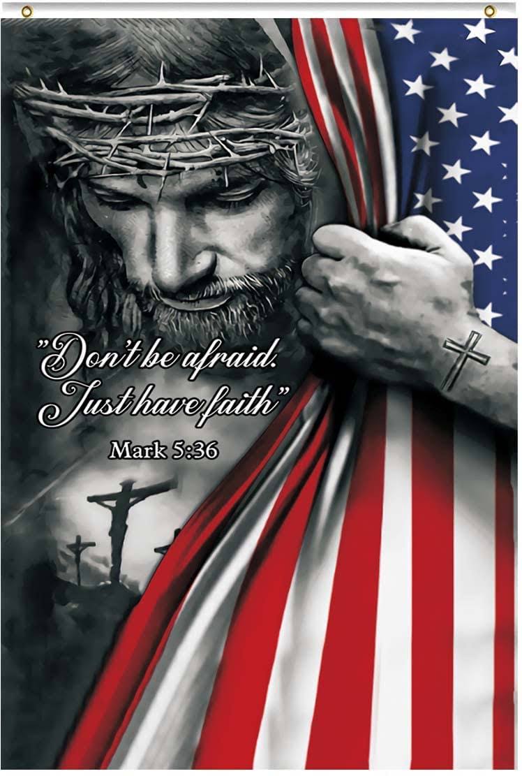Generic Don't Be Afraid Just Have Faith Flag Christian Jesus American Flags 3x5ft Indoor and Outdoor Decor Banner, 797246947885