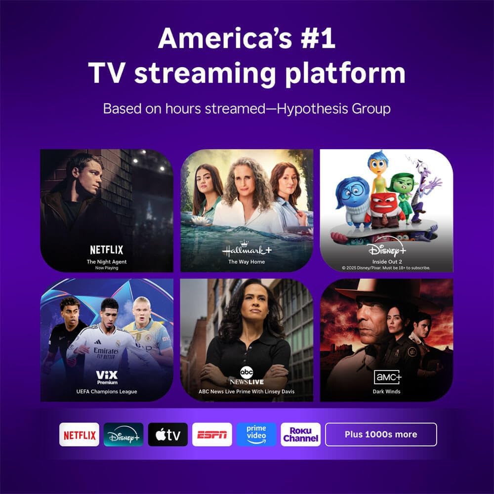 Roku 50-Inch Select Series 4K UHD Smart TV - HDR  Dolby Audio  Compatible with Alexa  Voice Remote  Bluetooth Mode  w/AUX HDMI Cable  CPS 1-Year Protection Plan + Streaming kit