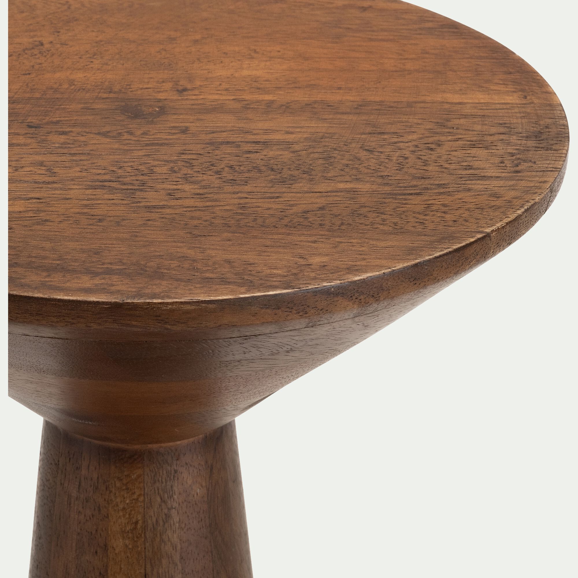 MATTIA - Bout de canapé en bois de manguier rond D25xH53,3cm - bois foncé