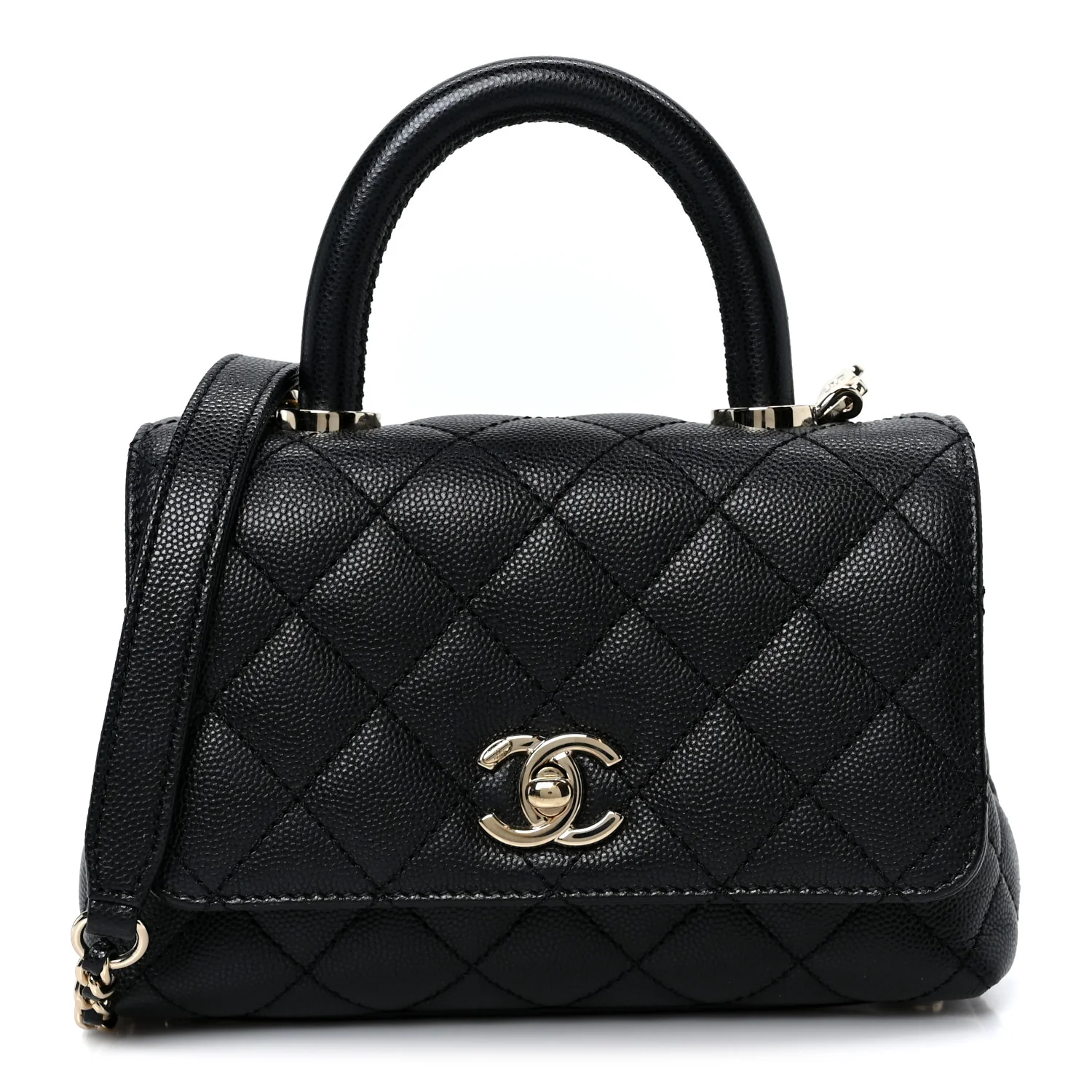 Caviar Quilted Extra Mini Coco Handle Flap Black