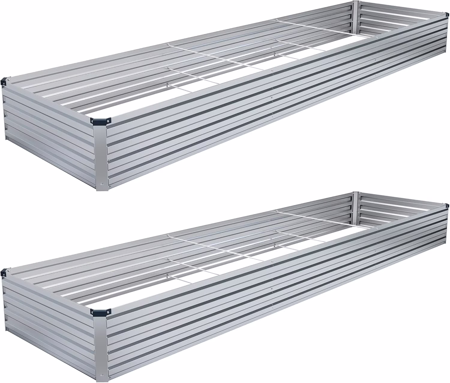 2PCS 12x4x1ft Galvanized Raised Garden Bed, Raised Graden Bed Kit - Square Metal Garden Bed, Large Planter Raised Bed Outdoor, Garden Box for Vegetables, Flower, Herb - Sliver(One Box of Two Pieces)